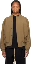 FEAR OF GOD BROWN STAND COLLAR BOMBER JACKET
