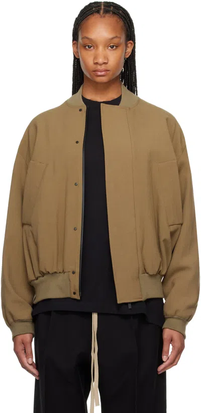 Fear Of God Brown Stand Collar Bomber Jacket In 245 Deer