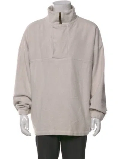 Pre-owned Fear Of God Brushed 1/4 Zip Fleece Mock Neck Sweatshirt In Neutral
