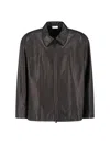 Fear Of God Relaxed Leather Jacket Long Sleeves In Black