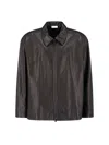 Fear Of God Relaxed Leather Jacket Long Sleeves In Black