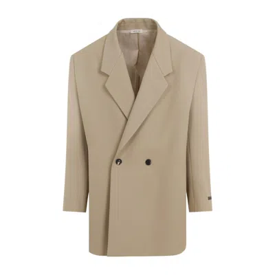 Fear Of God California Wool-blend Double-breasted Blazer In Beige