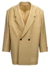 Fear Of God Blazer Longline Double-breasted Back Vent In Beige