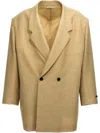 Fear Of God Blazer Longline Double-breasted Back Vent In Neutrals