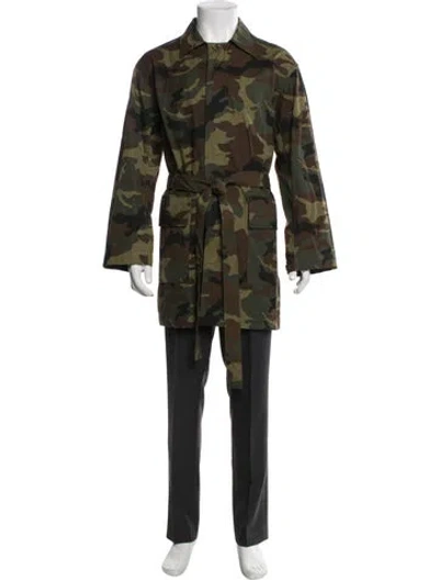 Pre-owned Fear Of God Camouflage Print Parka In Green