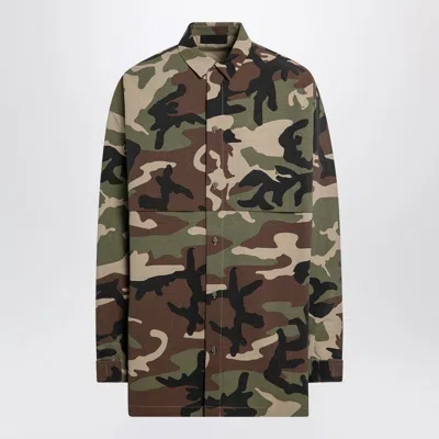Fear Of God Camouflage Recycled Nylon Blend Shirt In Green
