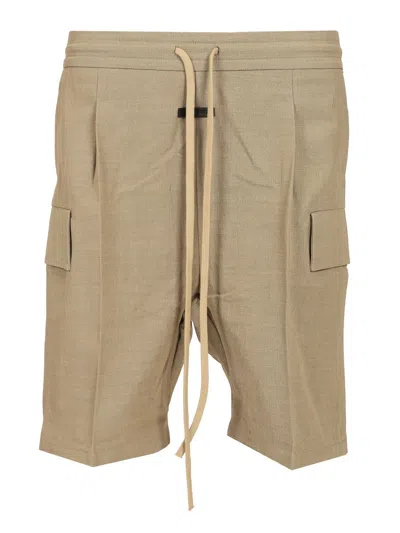 Fear Of God Utility Cargo Pocket Elastic Waist Shorts In Brown