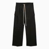 Fear Of God Black Pants With Elastic Drawstring And Wide Leg In Cotton Blend Man In Black