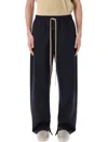 Fear Of God Elastic Waistband Trackpant Joggers With Side Zip Pockets In Navy