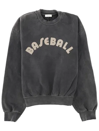 Fear Of God Charcoal Fg Baseball Washed Cotton Sweatshirt In Gray