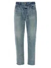 Fear Of God Five-pocket Raw Hem Straight Leg Jeans In Blue