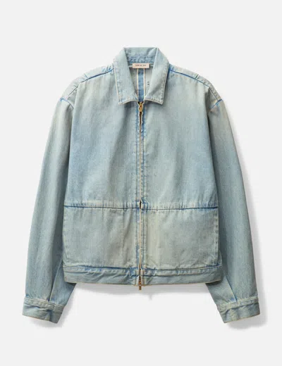 Fear Of God Drop Shoulder Zipped Denim Jacket In Blue