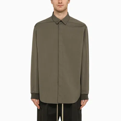 Fear Of God Cotton And Wool Oxford Shirt Olive Men In Multicolor