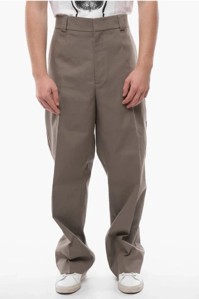 Fear Of God Cotton Baggy Trousers With Concealed Closure In Grey