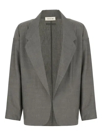 Fear Of God Cotton-blend Blazer In Melange Titanium