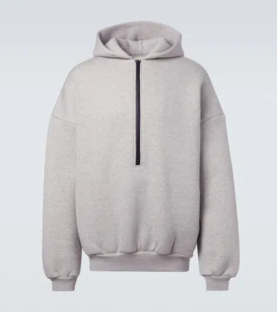Fear Of God Cotton-blend Half-zip Hoodie In Gray
