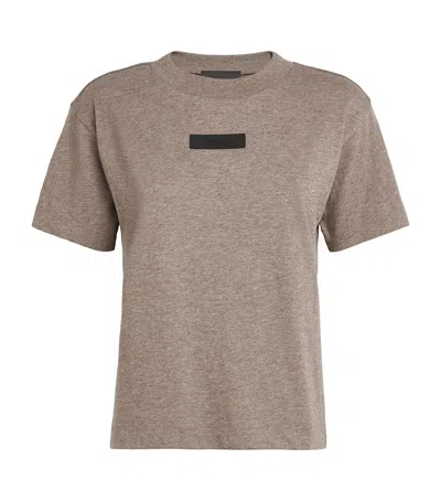 Fear Of God Cotton-blend Logo Patch T-shirt In Grey