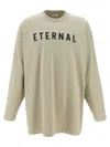 Fear Of God Men Grey T-shirt With Eternal Print On The Front And Logo Patch On The Back In Cotton Ma In Neutral