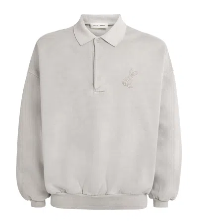 Fear Of God Embroidered Classic Polo Sweatshirt In Gray