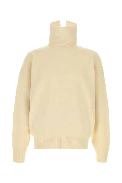 Fear Of God High Collar Ribbed Knit Sweater With Long Sleeves In Neutral