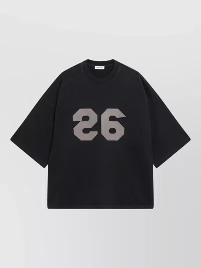 Fear Of God Crew Neck Graphic Print Oversized Shirt In Black