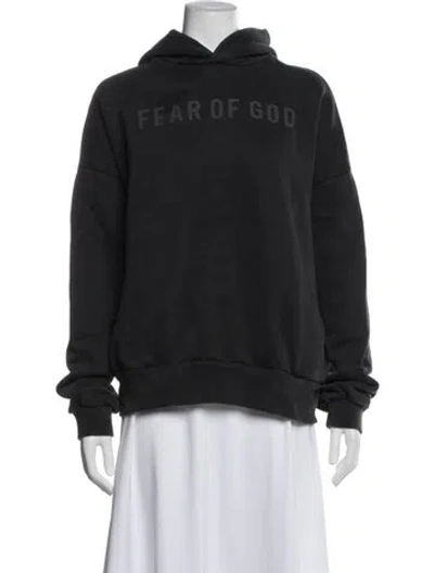 Pre-owned Fear Of God Crew Neck Long Sleeve Hoodie In Black
