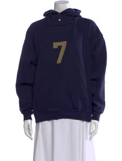 Pre-owned Fear Of God Crew Neck Long Sleeve Hoodie In Blue