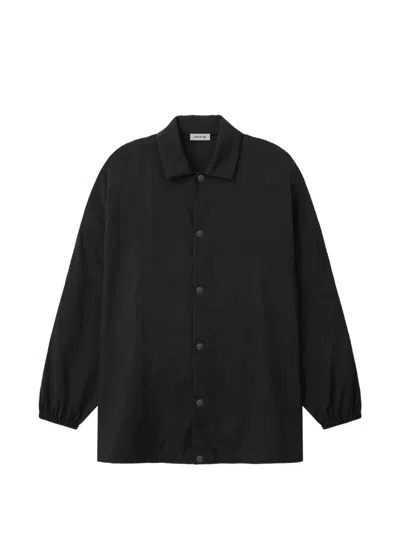 Fear Of God Crinkled-finish Logo-patch Jacket In Black
