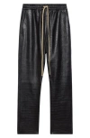 Fear Of God Forum Straight-leg Croc-effect Leather Drawstring Trousers In Black