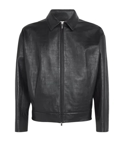 Fear Of God Croc-embossed Leather Jacket In Black