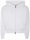 Fear Of God Cropped White Hoodie With Front Zipper And Embossed Detailing In White