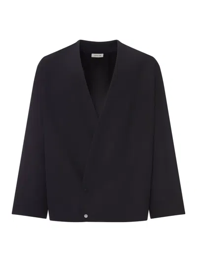 Fear Of God Cropped Wool Jacket Without Lapel In Blue