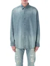 Fear Of God Blue Shirt With Classic Collar And Logo Patch On The Back In Indigo 2