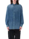 Fear Of God Long-sleeved Denim Shirt In Indigo Blue