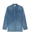 Fear Of God Long-sleeved Denim Shirt In Medium Indigo