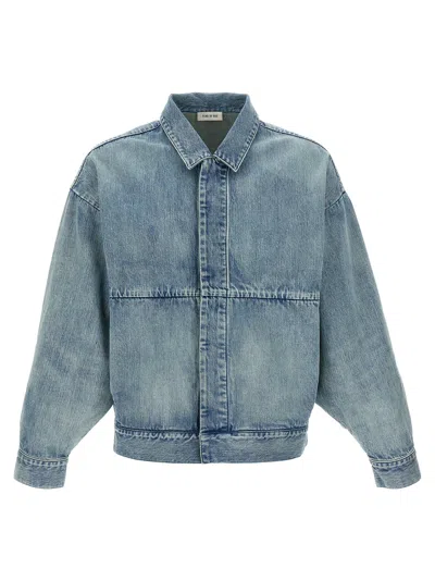 Fear Of God Denim Trucker Casual Jackets And Parka Blue In Light Blue