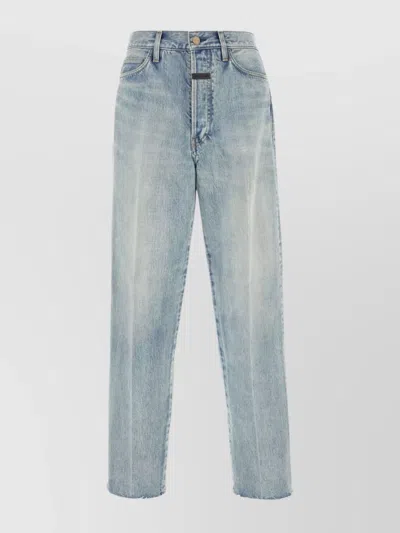 Fear Of God Distressed Five-pocket Denim Trousers In Blue