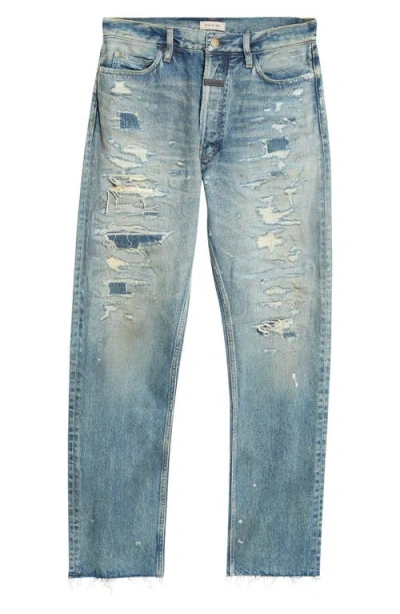 Fear Of God Distressed Straight Leg Jeans In Blue