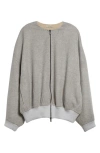 FEAR OF GOD DOUBLE FACED VIRGIN WOOL & CASHMERE COLLARLESS BOMBER JACKET