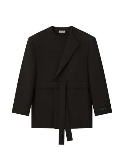 Fear Of God Double-weave Belted Jacket In Black