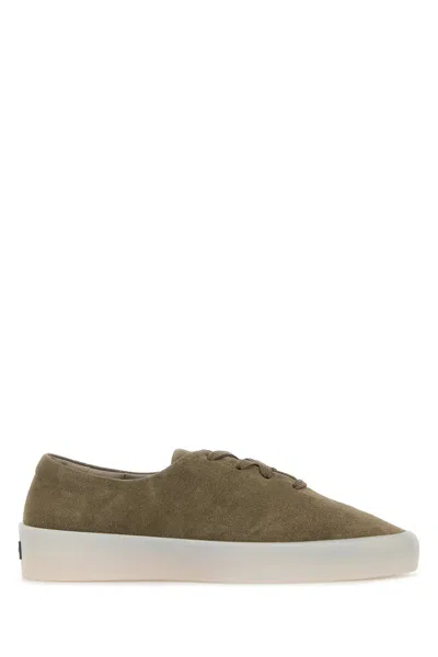 Fear Of God Dove Grey Suede Sneakers In Green