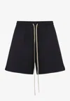Fear Of God Drawstring Elastic Waistband Wool Shorts In Navy