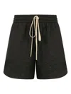 Fear Of God Thigh-length Drawstring Shorts With Textured Fabric In Black