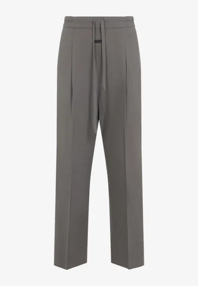 Fear Of God Premium Lyocell-cotton Blend Trousers With Adjustable Waistband In Gray