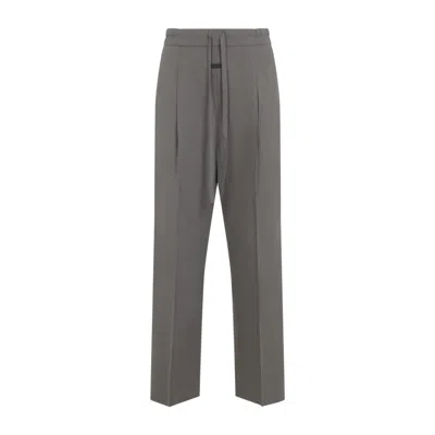 Fear Of God Premium Lyocell-cotton Blend Trousers With Adjustable Waistband In Gray
