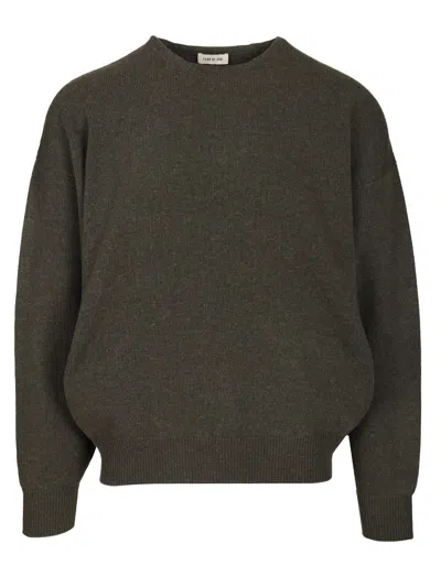 Fear Of God Edge Knit Crewneck Sweater Knitwear Green In Gray