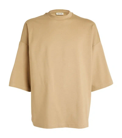 Fear Of God Embroidered Oversized Milano T-shirt In Beige