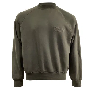 Fear Of God Essenatials  Raglan Sleeve Sweater In Olive Cotton In Green