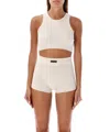 Fear Of God Cropped Top With Distinct Leather Detail In White