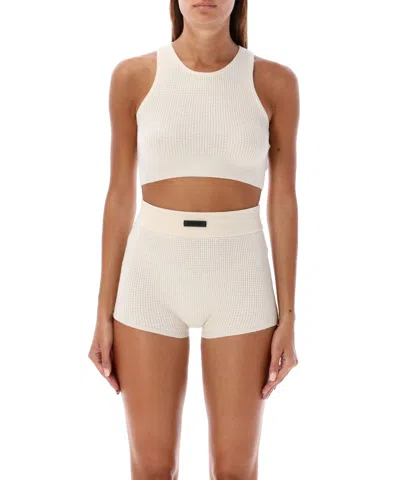 Fear Of God Cropped Top With Distinct Leather Detail In White